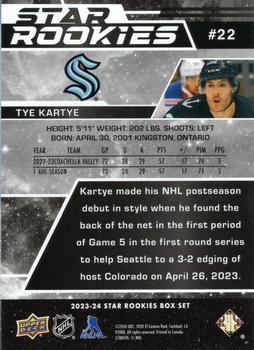 2023-24 Upper Deck NHL Star Rookies Box Set #22 Tye Kartye Back