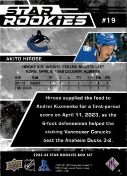 2023-24 Upper Deck NHL Star Rookies Box Set - Gold #19 Akito Hirose Back
