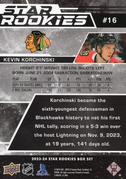 2023-24 Upper Deck NHL Star Rookies Box Set - Blue #16 Kevin Korchinski Back