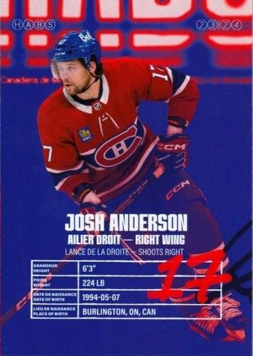 2023-24 Montreal Canadiens #NNO Josh Anderson Back