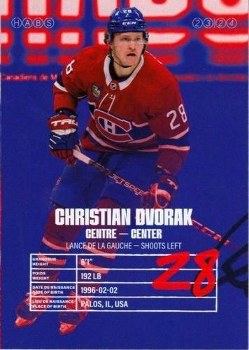 2023-24 Montreal Canadiens #NNO Christian Dvorak Back