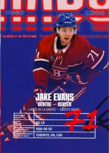 2023-24 Montreal Canadiens #NNO Jake Evans Back