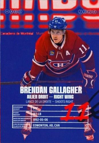 2023-24 Montreal Canadiens #NNO Brendan Gallagher Back