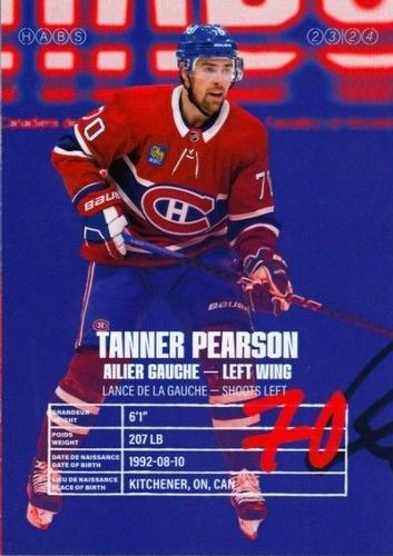2023-24 Montreal Canadiens #NNO Tanner Pearson Back