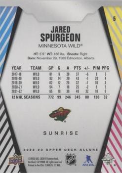2022-23 Upper Deck Allure - Sunrise #5 Jared Spurgeon Back