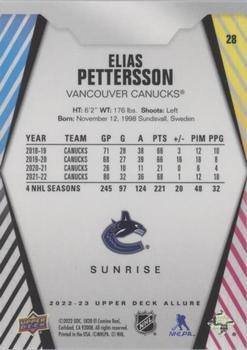2022-23 Upper Deck Allure - Sunrise #28 Elias Pettersson Back