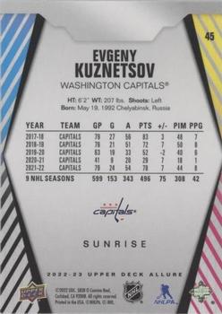 2022-23 Upper Deck Allure - Sunrise #45 Evgeny Kuznetsov Back