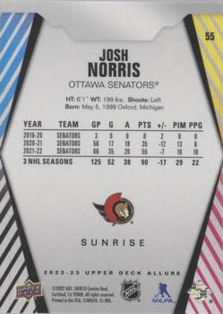2022-23 Upper Deck Allure - Sunrise #55 Josh Norris Back