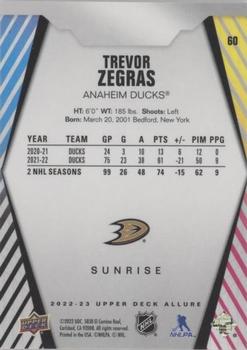 2022-23 Upper Deck Allure - Sunrise #60 Trevor Zegras Back