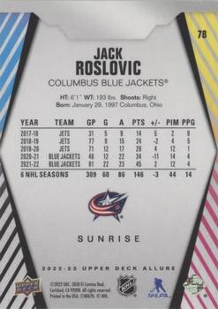 2022-23 Upper Deck Allure - Sunrise #78 Jack Roslovic Back