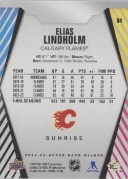 2022-23 Upper Deck Allure - Sunrise #94 Elias Lindholm Back