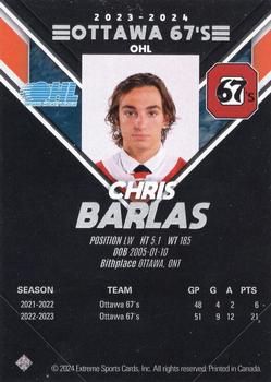 2023-24 Extreme Ottawa 67's (OHL) #NNO Chris Barlas Back