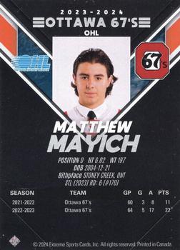 2023-24 Extreme Ottawa 67's (OHL) #NNO Matthew Mayich Back