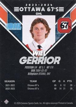2023-24 Extreme Ottawa 67's (OHL) #NNO Will Gerrior Back