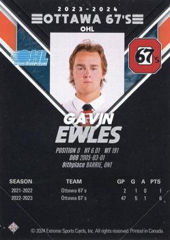 2023-24 Extreme Ottawa 67's (OHL) #NNO Gavin Ewles Back