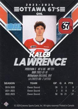 2023-24 Extreme Ottawa 67's (OHL) #NNO Kaleb Lawrence Back