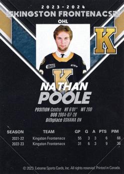 2023-24 Extreme Kingston Frontenacs (OHL) #NNO Nathan Poole Back