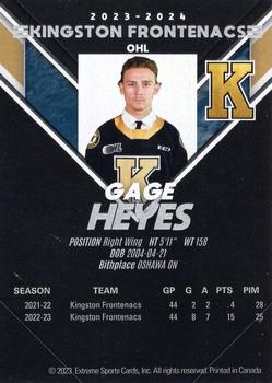 2023-24 Extreme Kingston Frontenacs (OHL) #NNO Gage Heyes Back