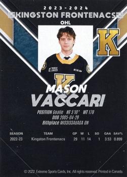 2023-24 Extreme Kingston Frontenacs (OHL) #NNO Mason Vaccari Back