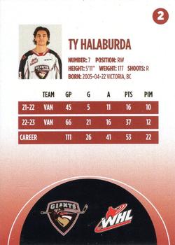 2023-24 Vancouver Giants (WHL) #2 Ty Halaburda Back