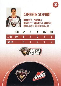 2023-24 Vancouver Giants (WHL) #8 Cameron Schmidt Back