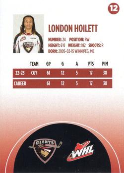 2023-24 Vancouver Giants (WHL) #12 London Hoilett Back