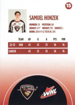 2023-24 Vancouver Giants (WHL) #15 Samuel Honzek Back