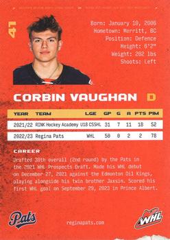 2023-24 Regina Pats (WHL) #NNO Corbin Vaughan Back