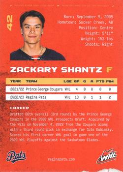 2023-24 Regina Pats (WHL) #NNO Zackary Shantz Back