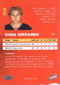 2023-24 Regina Pats (WHL) #NNO Sam Oremba Back