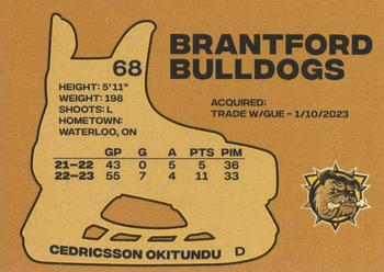 2023-24 Brantford Bulldogs (OHL) #NNO Cedricsson Okitundu Back