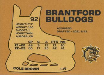 2023-24 Brantford Bulldogs (OHL) #NNO Cole Brown Back