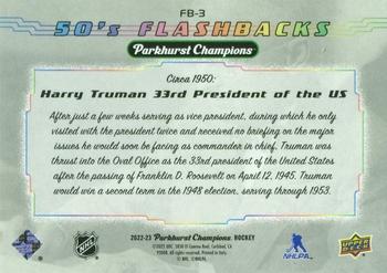 2022-23 Parkhurst Champions - 50s Flashbacks #FB-3 Harry Truman 33rd President Back