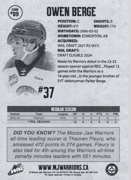 2023-24 Moose Jaw Warriors (WHL) #9 Owen Berge Back