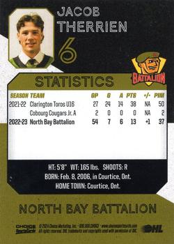 2023-24 Choice North Bay Battalion (OHL) #NNO Jacob Therrien Back