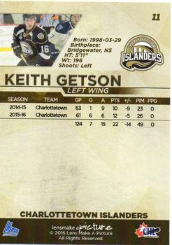 2016-17 Charlottetown Islanders (QMJHL) #11 Keith Getson Back