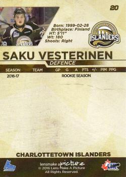 2016-17 Charlottetown Islanders (QMJHL) #20 Saku Vesterinen Back