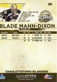 2016-17 Charlottetown Islanders (QMJHL) #22 Blade Mann-Dixon Back