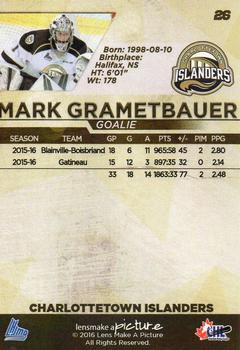 2016-17 Charlottetown Islanders (QMJHL) #26 Mark Grametbauer Back