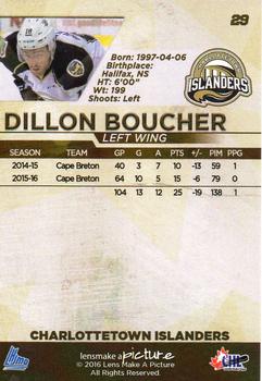 2016-17 Charlottetown Islanders (QMJHL) #29 Dillion Boucher Back
