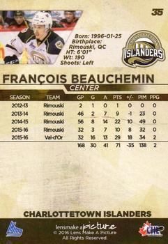 2016-17 Charlottetown Islanders (QMJHL) #35 Francois Beauchemin Back