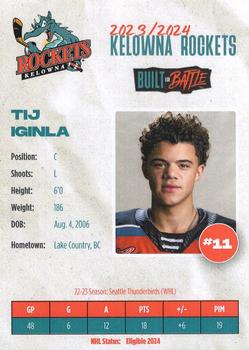 2023-24 Kelowna Rockets (WHL) #NNO Tij Iginla Back