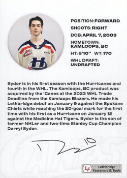 2023-24 Lethbridge Hurricanes (WHL) #NNO Dylan Sydor Back
