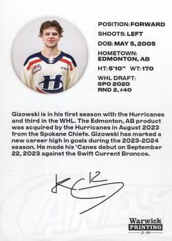 2023-24 Lethbridge Hurricanes (WHL) #NNO Kooper Gizowski Back