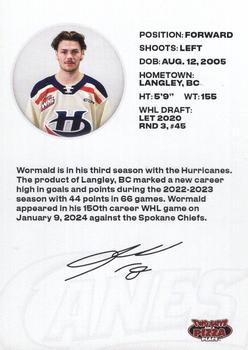 2023-24 Lethbridge Hurricanes (WHL) #NNO Logan Wormald Back