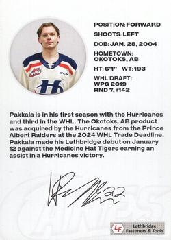 2023-24 Lethbridge Hurricanes (WHL) #NNO Hayden Pakkala Back