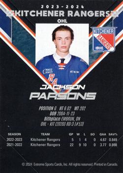 2023-24 Extreme Kitchener Rangers (OHL) #NNO Jackson Parsons Back