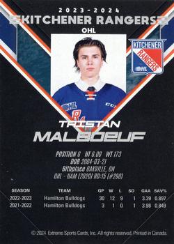 2023-24 Extreme Kitchener Rangers (OHL) #NNO Tristan Malboeuf Back