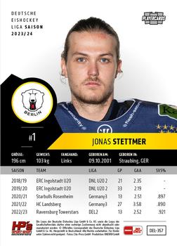 2023-24 Playercards Update (DEL) #357 Jonas Stettmer Back
