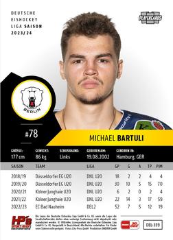 2023-24 Playercards Update (DEL) #359 Michael Bartuli Back